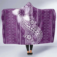 Tonga Kupesi Ngatu Hooded Blanket Vintage Purple Plumeria LT05 One Size Purple - Polynesian Pride