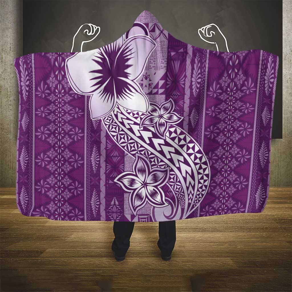 Tonga Kupesi Ngatu Hooded Blanket Vintage Purple Plumeria LT05 - Polynesian Pride