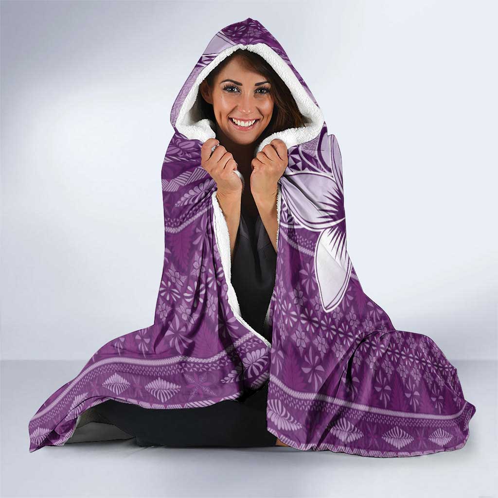 Tonga Kupesi Ngatu Hooded Blanket Vintage Purple Plumeria LT05 - Polynesian Pride