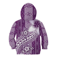 Tonga Kupesi Ngatu Kid Hoodie Vintage Purple Plumeria LT05 - Polynesian Pride