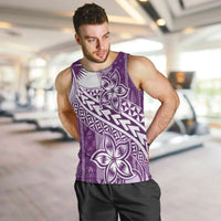 Tonga Kupesi Ngatu Men Tank Top Vintage Purple Plumeria LT05 Purple - Polynesian Pride