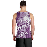 Tonga Kupesi Ngatu Men Tank Top Vintage Purple Plumeria LT05 - Polynesian Pride