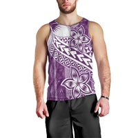 Tonga Kupesi Ngatu Men Tank Top Vintage Purple Plumeria LT05 - Polynesian Pride