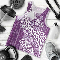 Tonga Kupesi Ngatu Men Tank Top Vintage Purple Plumeria LT05 - Polynesian Pride