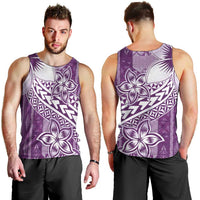 Tonga Kupesi Ngatu Men Tank Top Vintage Purple Plumeria LT05 - Polynesian Pride