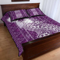 Tonga Kupesi Ngatu Quilt Bed Set Vintage Purple Plumeria