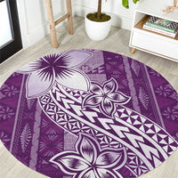 Tonga Kupesi Ngatu Round Carpet Vintage Purple Plumeria LT05 Purple - Polynesian Pride
