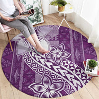 Tonga Kupesi Ngatu Round Carpet Vintage Purple Plumeria LT05 - Polynesian Pride