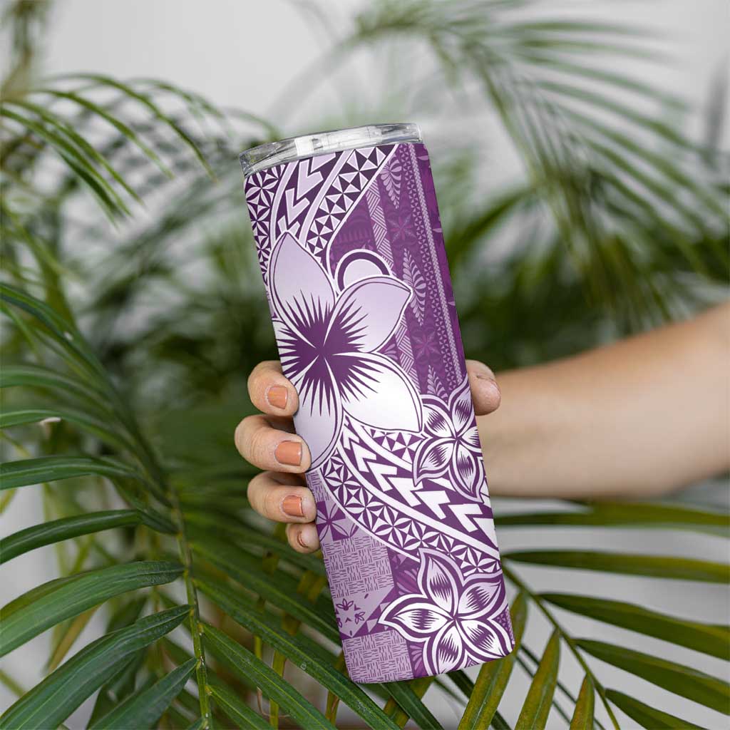 Tonga Kupesi Ngatu Skinny Tumbler Vintage Purple Plumeria