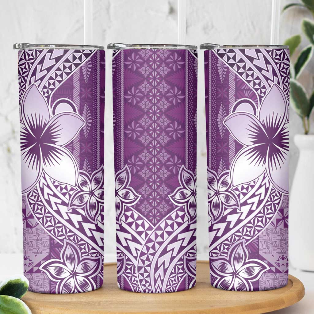 Tonga Kupesi Ngatu Skinny Tumbler Vintage Purple Plumeria
