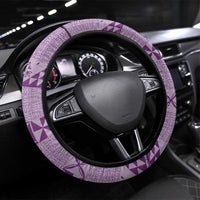 Tonga Kupesi Ngatu Steering Wheel Cover Vintage Purple Plumeria LT05 Universal Fit Purple - Polynesian Pride