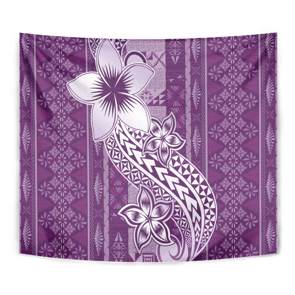 Tonga Kupesi Ngatu Tapestry Vintage Purple Plumeria