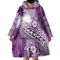Tonga Kupesi Ngatu Wearable Blanket Hoodie Vintage Purple Plumeria