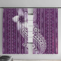 Tonga Kupesi Ngatu Window Curtain Vintage Purple Plumeria LT05 With Hooks Purple - Polynesian Pride