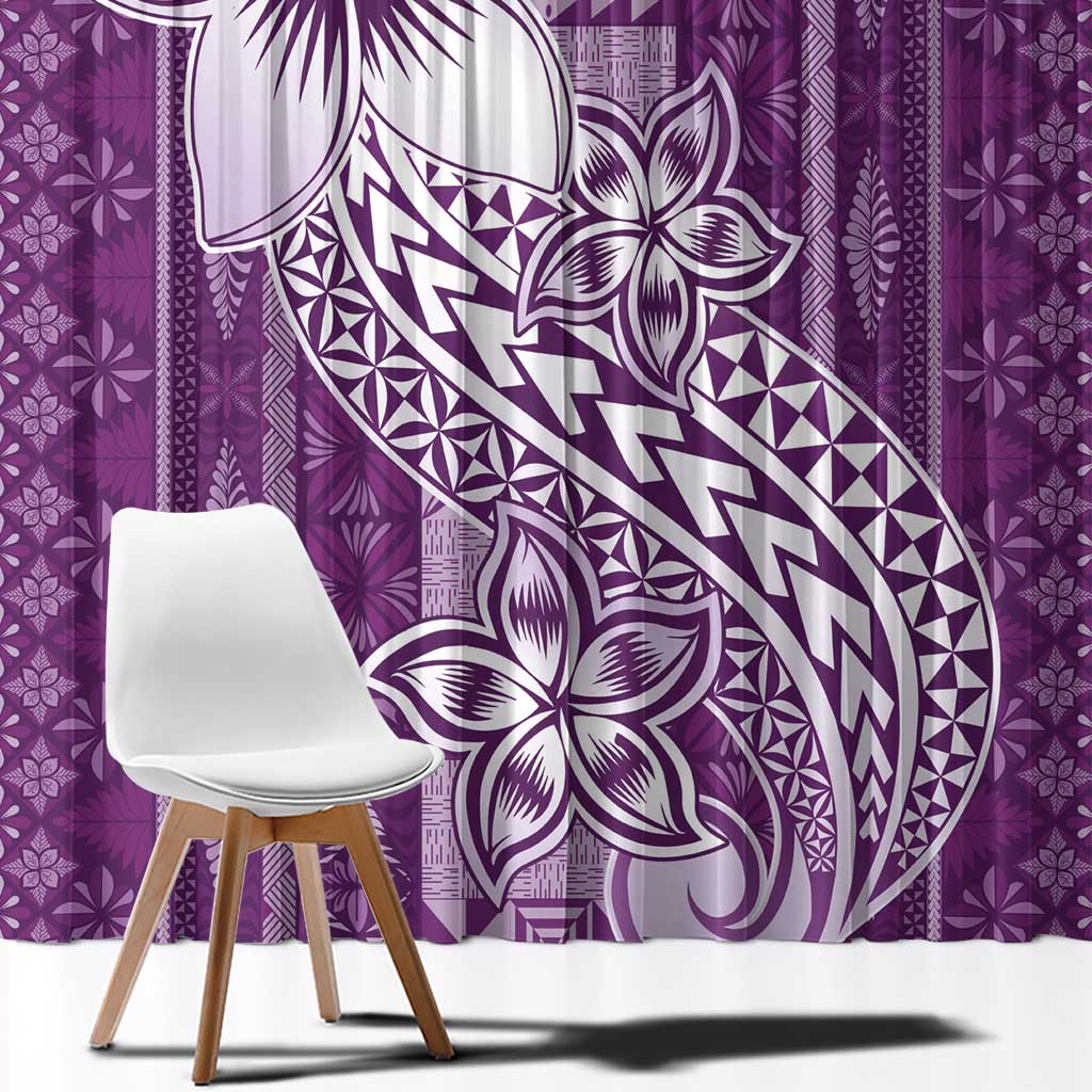 Tonga Kupesi Ngatu Window Curtain Vintage Purple Plumeria LT05 - Polynesian Pride