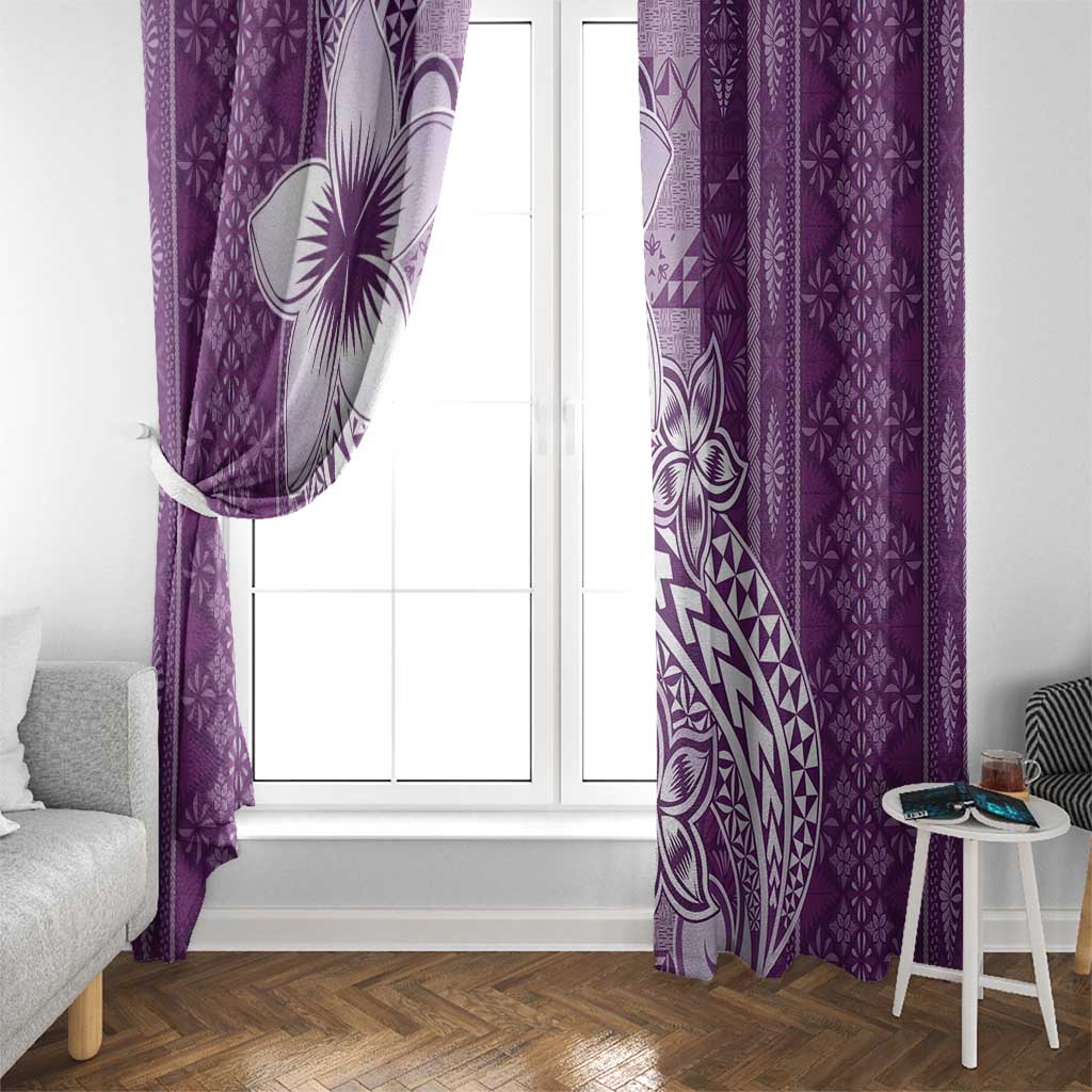 Tonga Kupesi Ngatu Window Curtain Vintage Purple Plumeria LT05 - Polynesian Pride