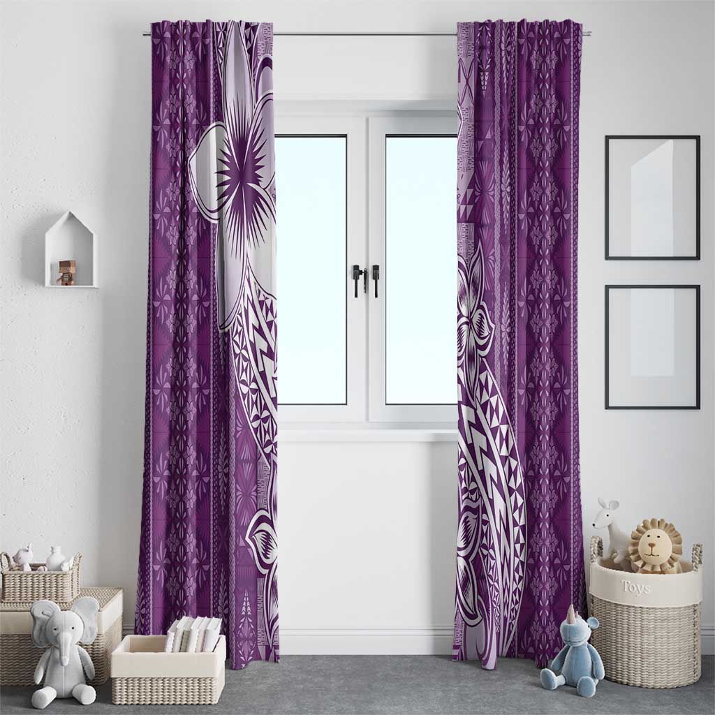 Tonga Kupesi Ngatu Window Curtain Vintage Purple Plumeria LT05 - Polynesian Pride