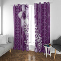 Tonga Kupesi Ngatu Window Curtain Vintage Purple Plumeria LT05 With Grommets Purple - Polynesian Pride