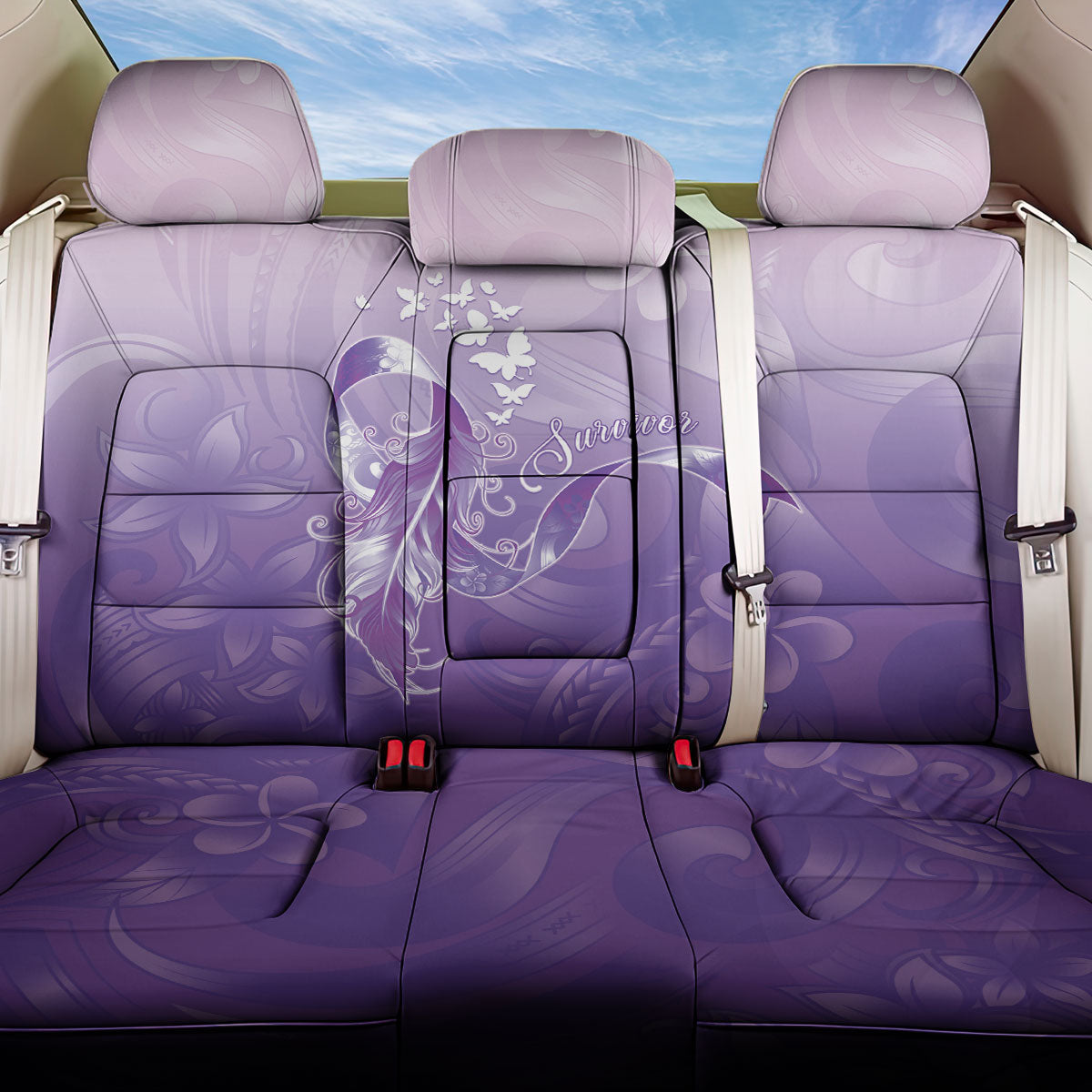 Lupus Awareness Month Back Car Seat Cover Polynesian Style LT05 One Size Lilac - Polynesian Pride