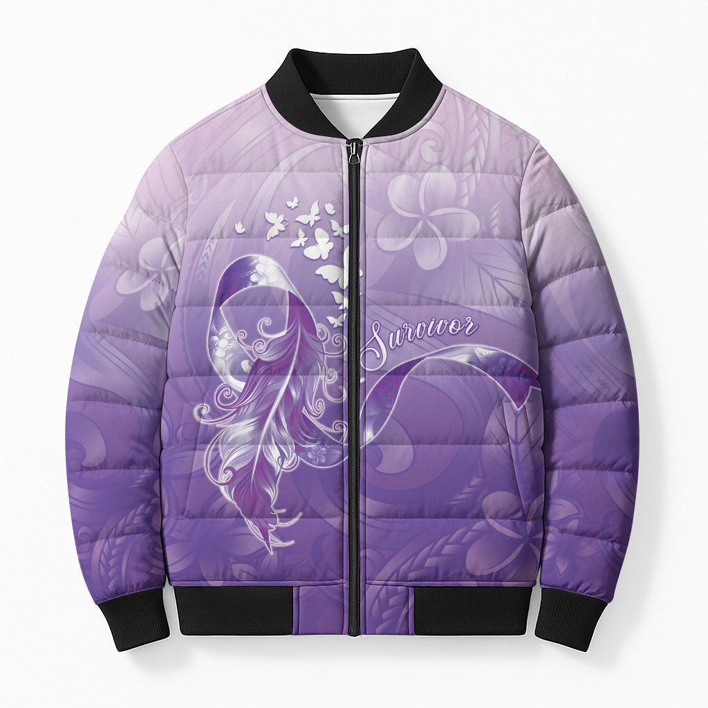 Lupus Awareness Month Bomber Puffer Jacket Polynesian Style LT05 Unisex Lilac - Polynesian Pride
