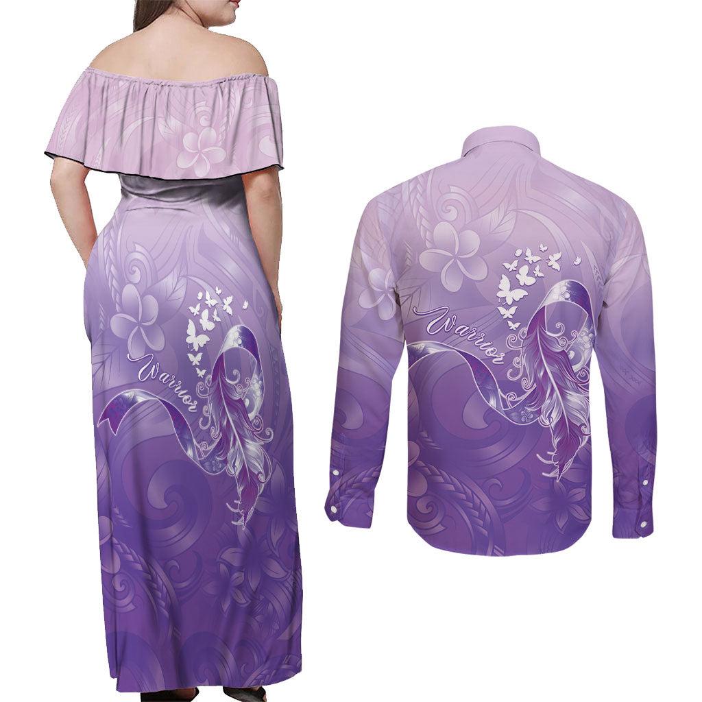 Lupus Awareness Month Couples Matching Off Shoulder Maxi Dress and Long Sleeve Button Shirt Polynesian Style LT05 - Polynesian Pride