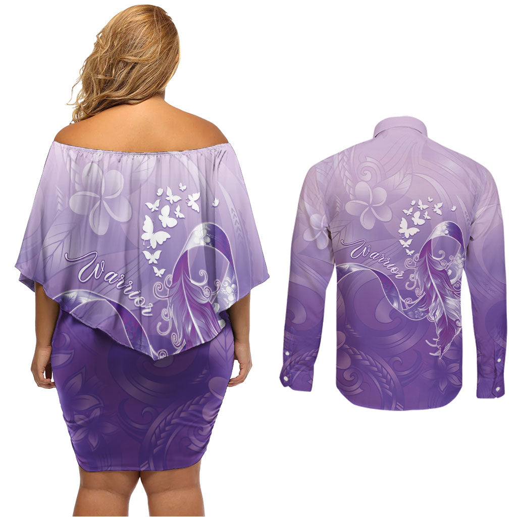 Lupus Awareness Month Couples Matching Off Shoulder Short Dress and Long Sleeve Button Shirt Polynesian Style LT05 - Polynesian Pride