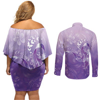 Lupus Awareness Month Couples Matching Off Shoulder Short Dress and Long Sleeve Button Shirt Polynesian Style LT05 - Polynesian Pride