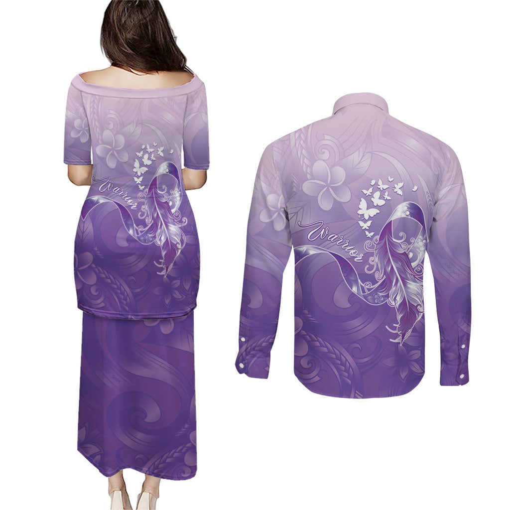 Lupus Awareness Month Couples Matching Puletasi and Long Sleeve Button Shirt Polynesian Style LT05 - Polynesian Pride