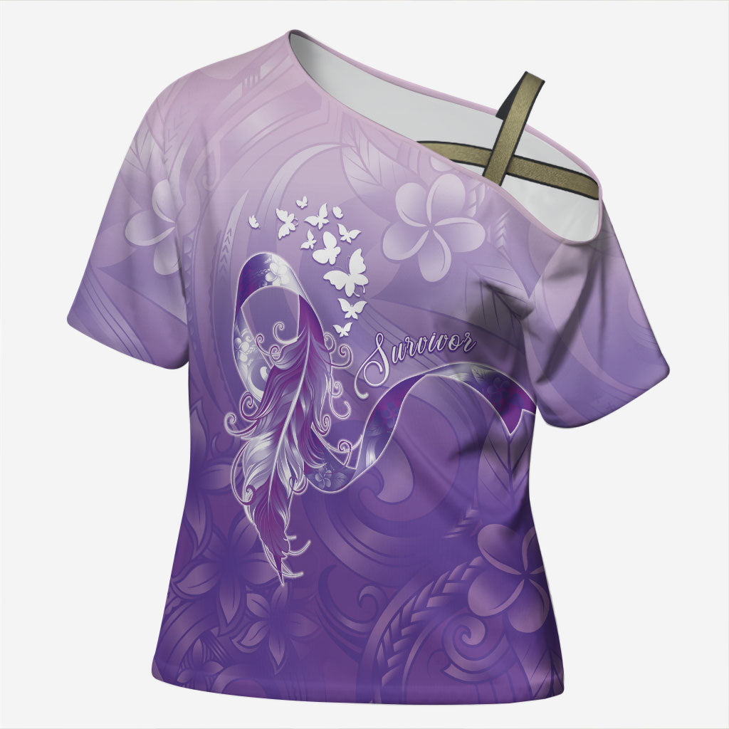 Lupus Awareness Month Cross Shoulder Shirt Polynesian Style LT05 Female Lilac - Polynesian Pride