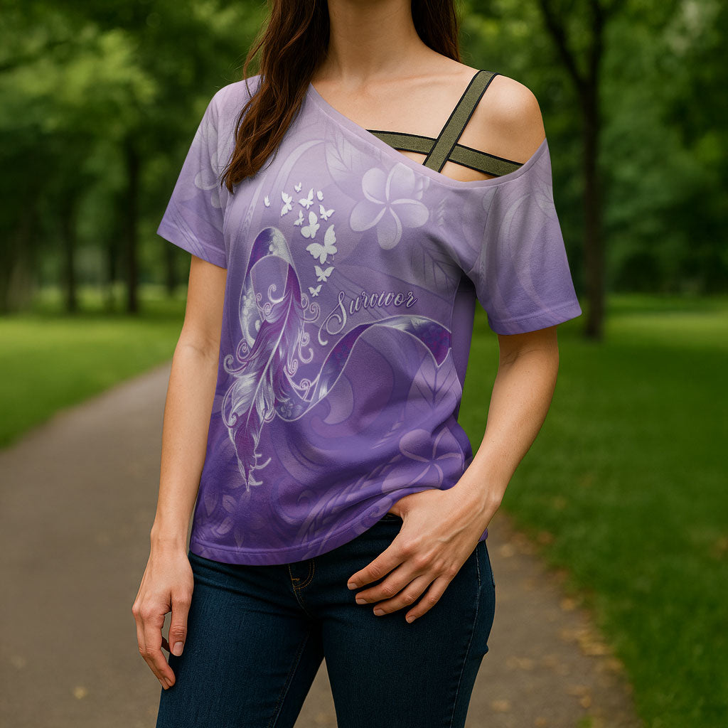 Lupus Awareness Month Cross Shoulder Shirt Polynesian Style LT05 - Polynesian Pride