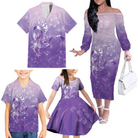 Lupus Awareness Month Family Matching Off The Shoulder Long Sleeve Dress and Hawaiian Shirt Polynesian Style
