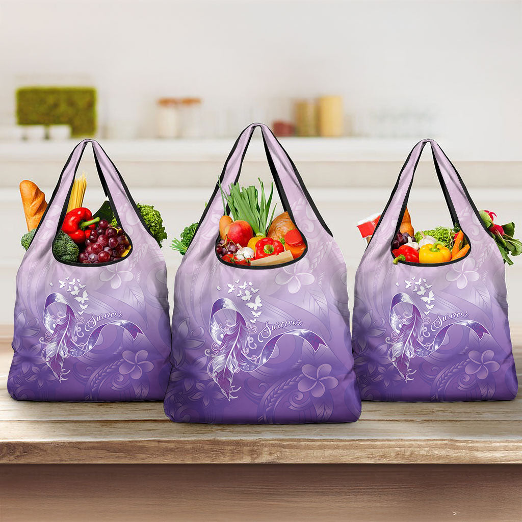 Lupus Awareness Month Grocery Bag Polynesian Style LT05 3-pack One Size Lilac - Polynesian Pride