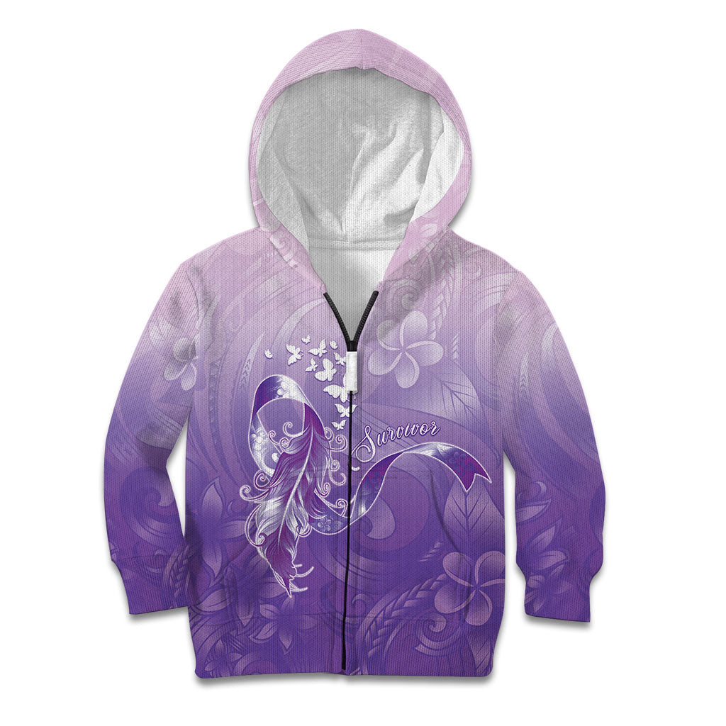 Lupus Awareness Month Kid Hoodie Polynesian Style LT05 Zip Hoodie Lilac - Polynesian Pride