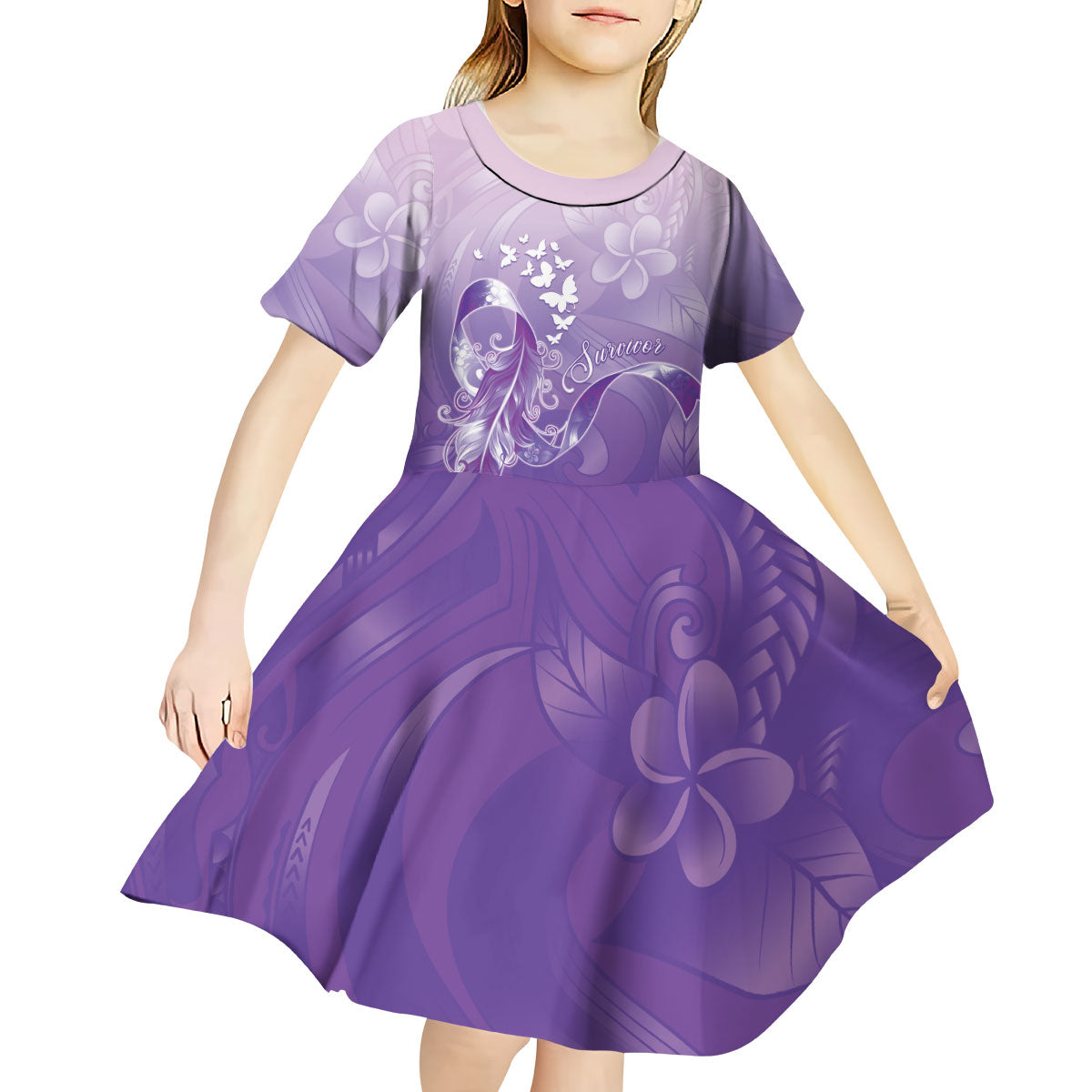 Lupus Awareness Month Kid Short Sleeve Dress Polynesian Style LT05 - Polynesian Pride