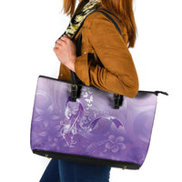 Lupus Awareness Month Leather Tote Bag Polynesian Style LT05 Lilac - Polynesian Pride