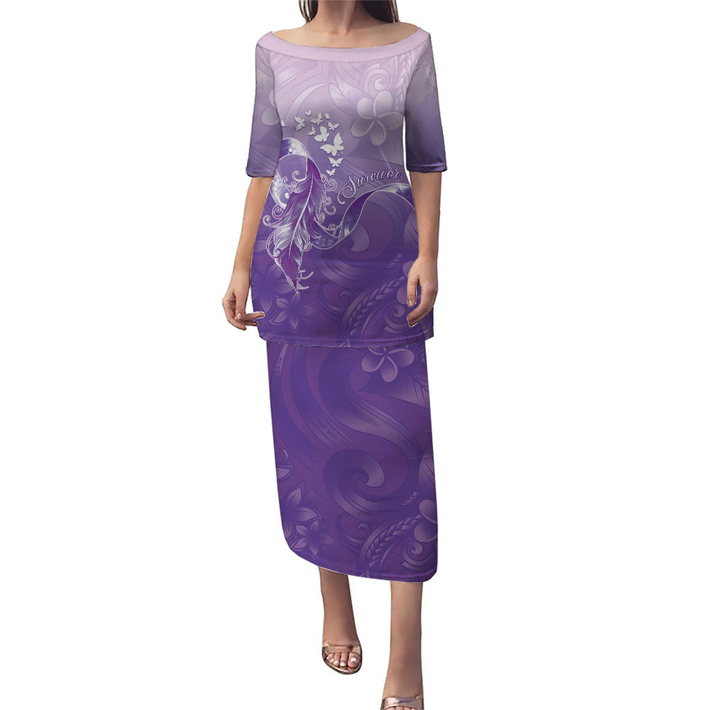 Lupus Awareness Month Puletasi Polynesian Style LT05 Long Dress Lilac - Polynesian Pride
