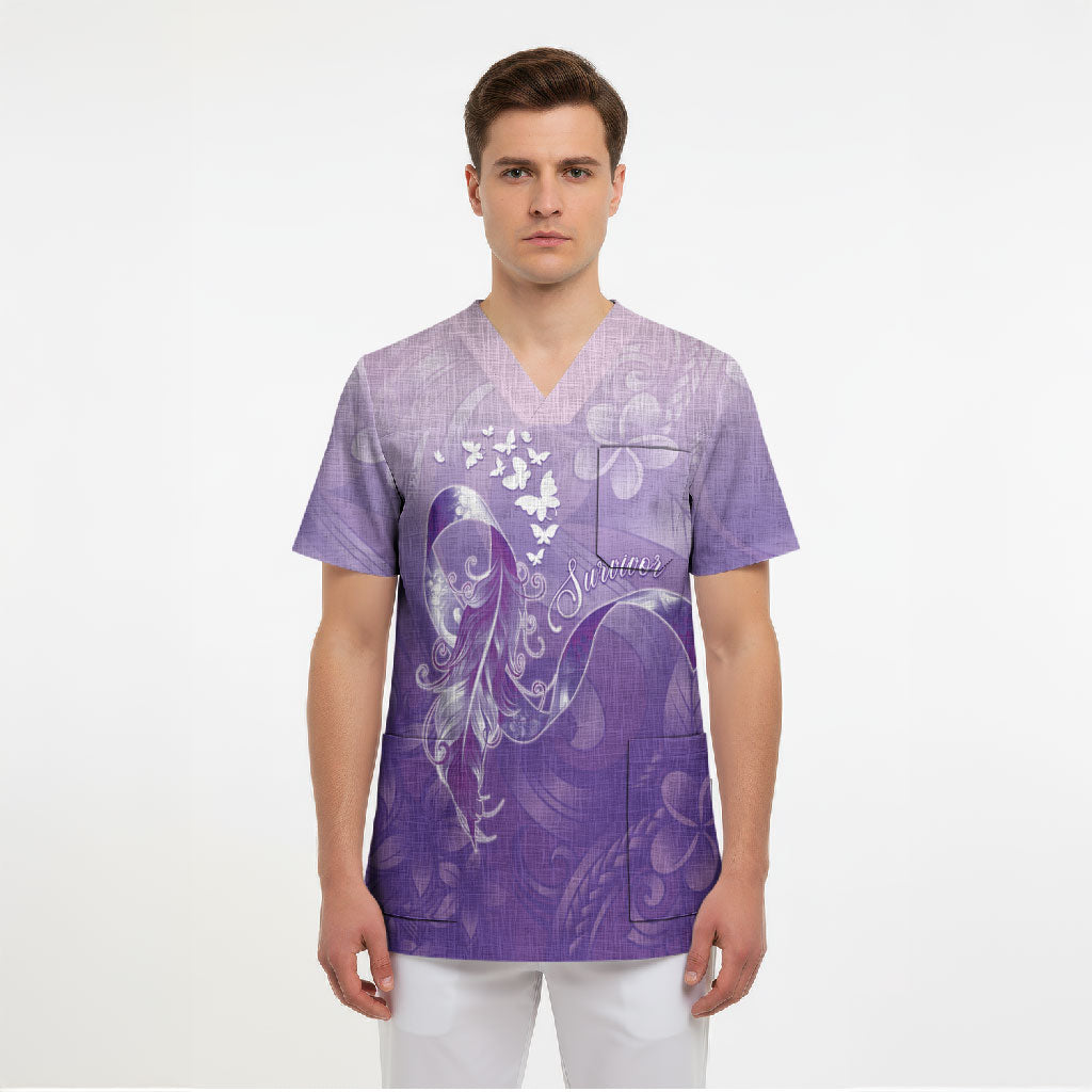 Lupus Awareness Month Scrub Top Polynesian Style LT05 - Polynesian Pride