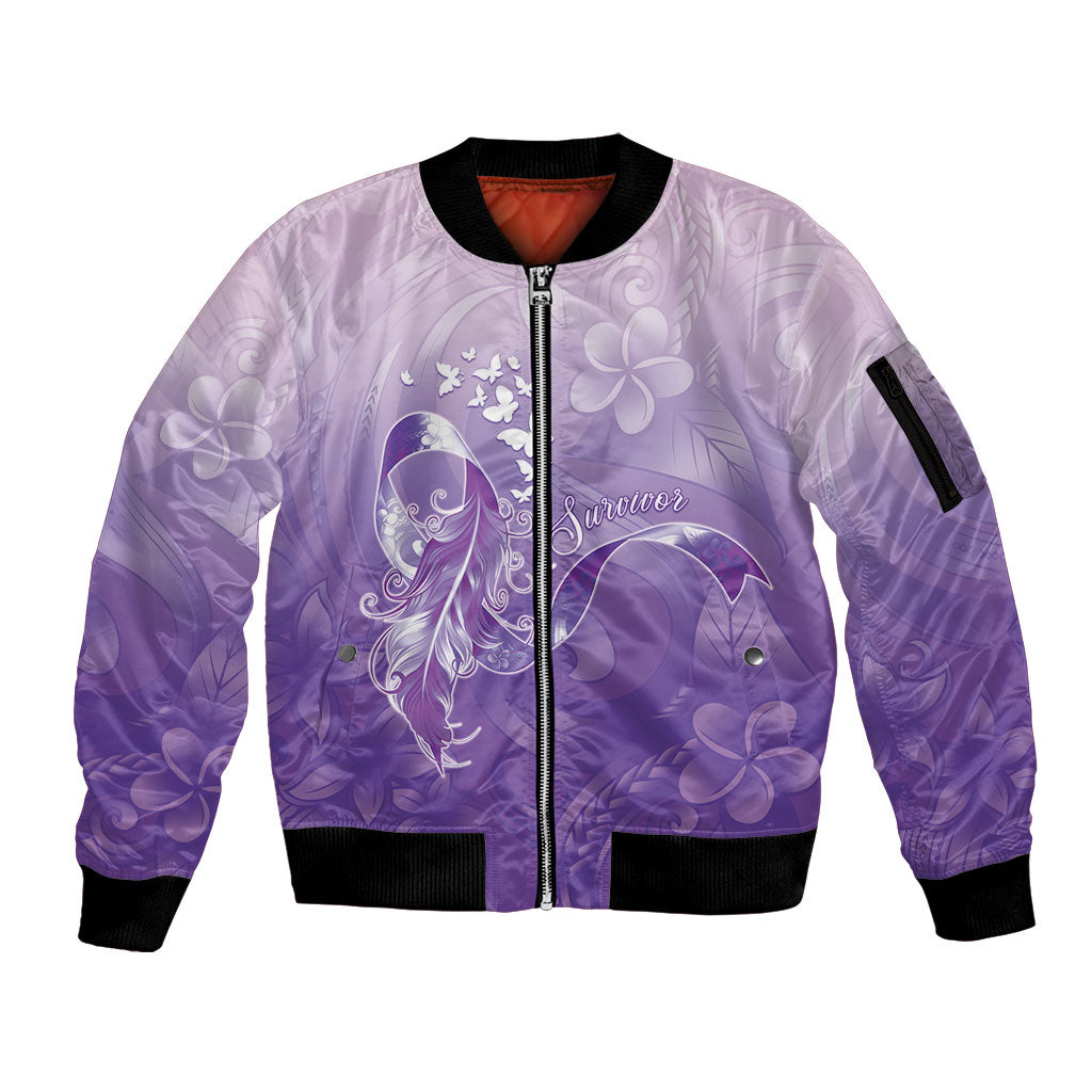 Lupus Awareness Month Sleeve Zip Bomber Jacket Polynesian Style LT05 Unisex Lilac - Polynesian Pride