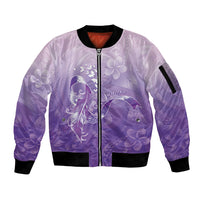 Lupus Awareness Month Sleeve Zip Bomber Jacket Polynesian Style LT05 Unisex Lilac - Polynesian Pride