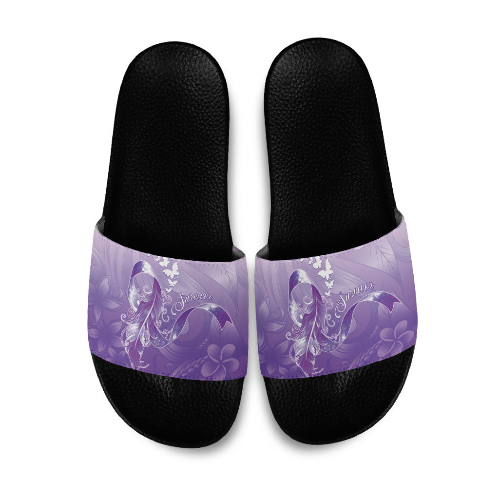 Lupus Awareness Month Slide Sandals Polynesian Style LT05 Lilac - Polynesian Pride