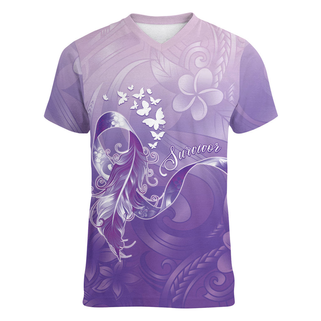 Lupus Awareness Month Women V-Neck T-Shirt Polynesian Style