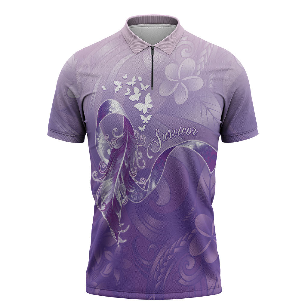 Lupus Awareness Month Zipper Polo Shirt Polynesian Style LT05 Lilac - Polynesian Pride