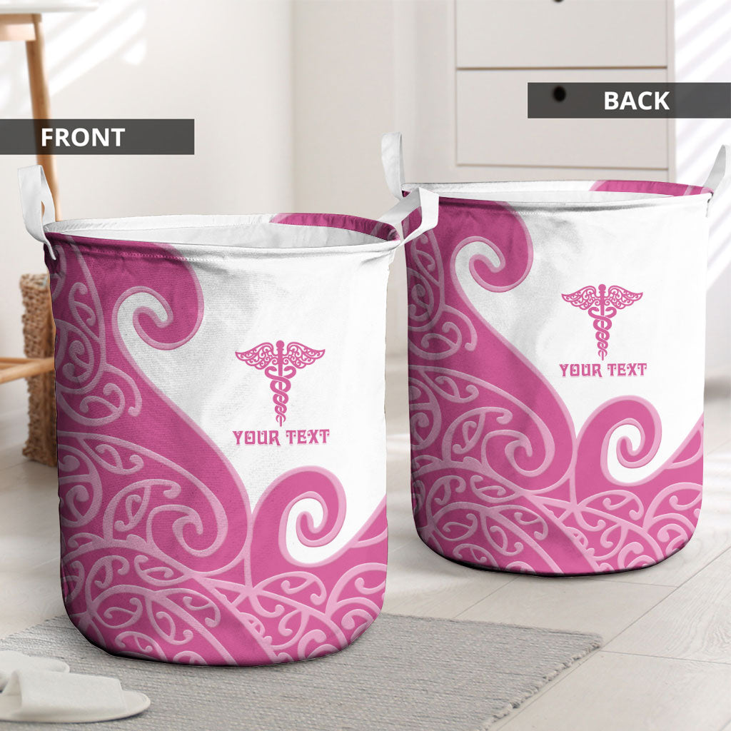 Personalised New Zealand Nurse Laundry Basket Maori Koru Pink Version LT05 - Polynesian Pride