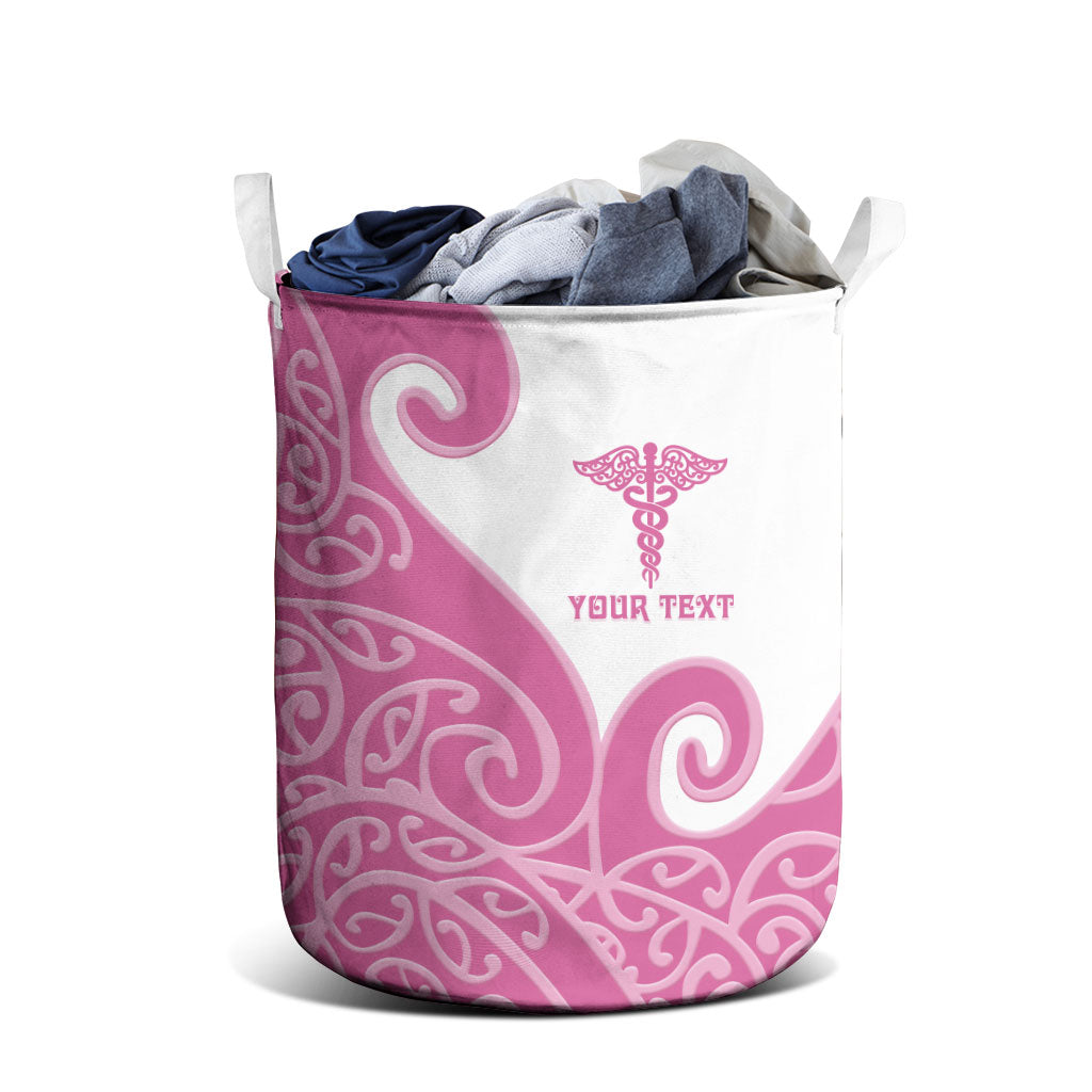 Personalised New Zealand Nurse Laundry Basket Maori Koru Pink Version LT05 - Polynesian Pride