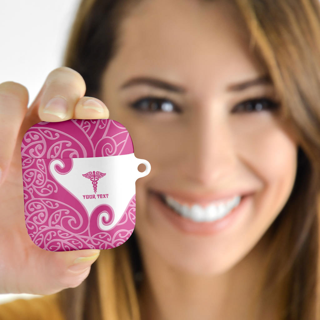 Personalised New Zealand Nurse AirPods Case Maori Koru Pink Version LT05 - Polynesian Pride