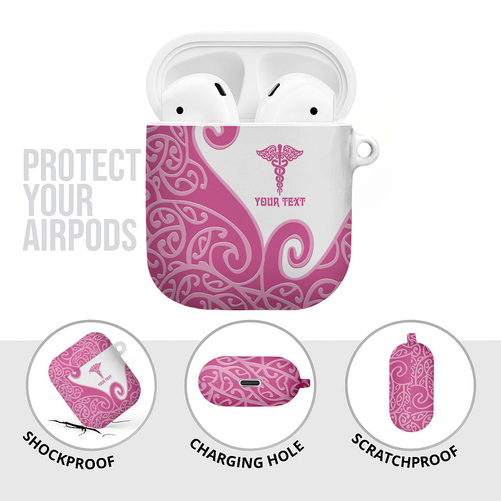 Personalised New Zealand Nurse AirPods Case Maori Koru Pink Version LT05 - Polynesian Pride