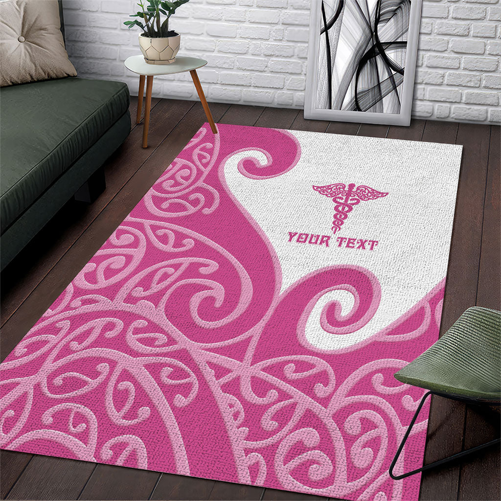 Personalised New Zealand Nurse Area Rug Maori Koru Pink Version LT05 Pink - Polynesian Pride