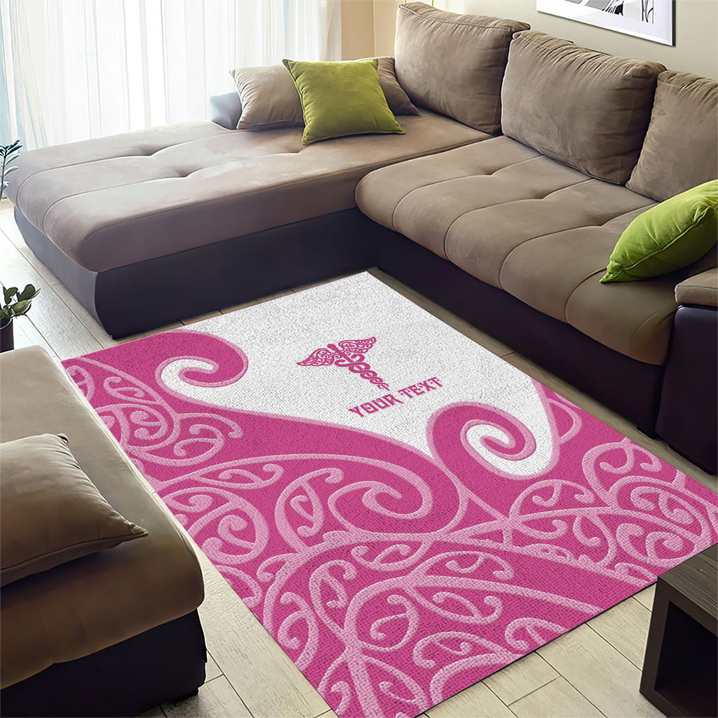 Personalised New Zealand Nurse Area Rug Maori Koru Pink Version LT05 - Polynesian Pride
