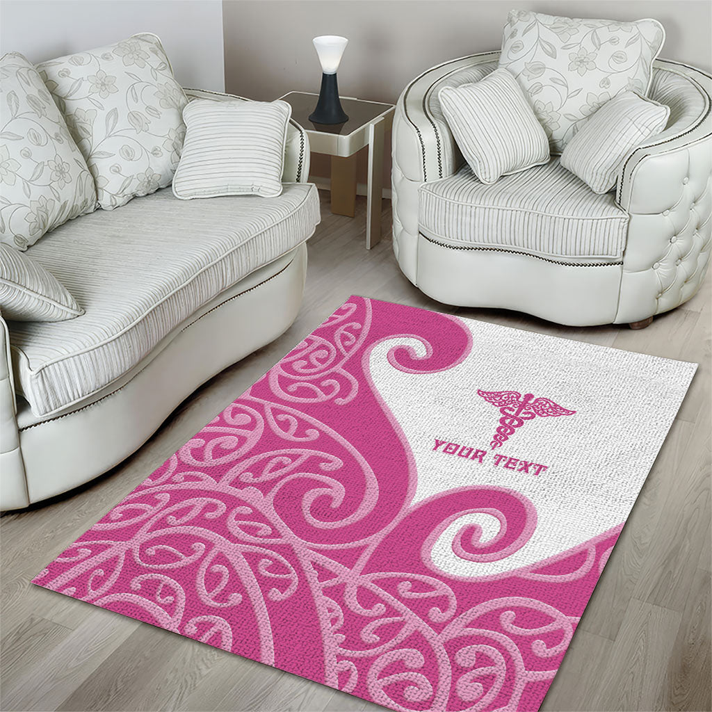 Personalised New Zealand Nurse Area Rug Maori Koru Pink Version LT05 - Polynesian Pride