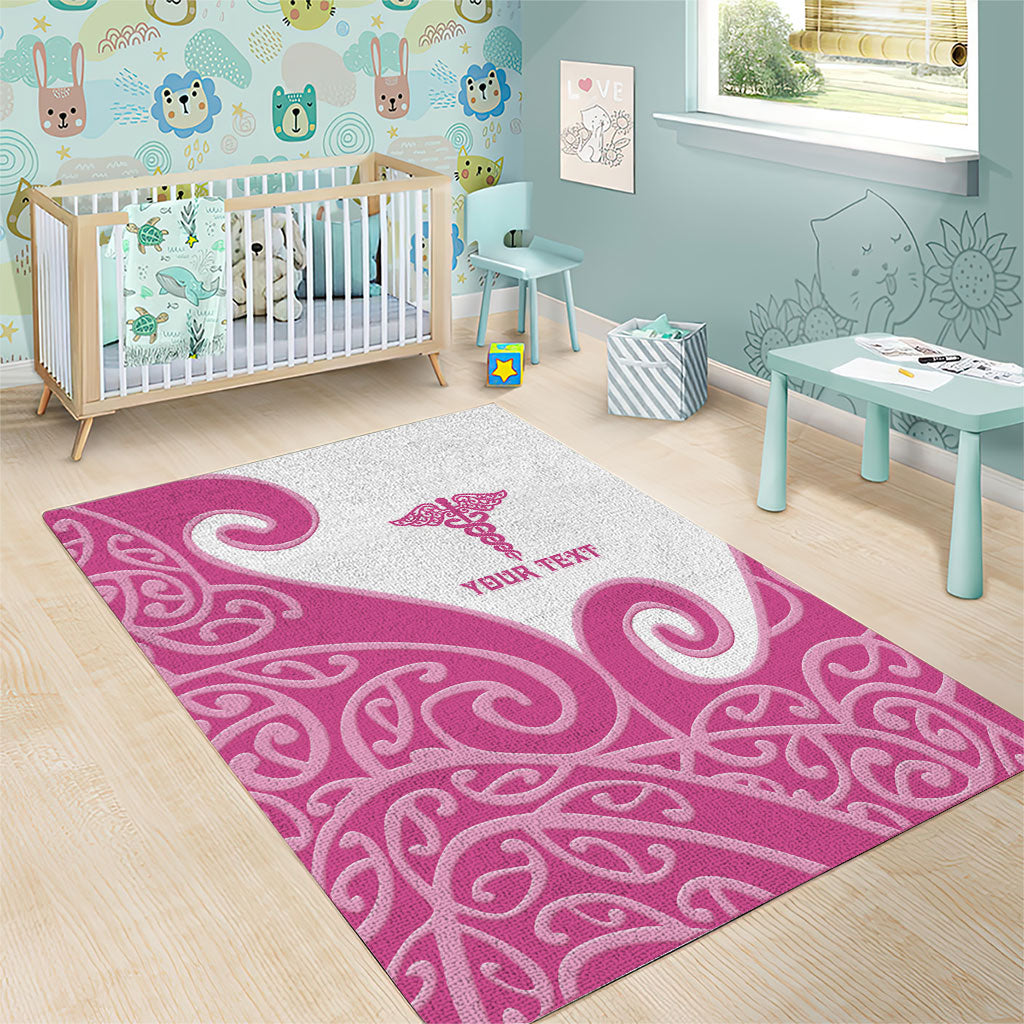 Personalised New Zealand Nurse Area Rug Maori Koru Pink Version LT05 - Polynesian Pride